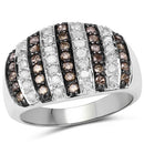 0.83 Carat Genuine Champagne Diamond and White Diamond .925 Sterling Silver Ring-4