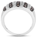 0.83 Carat Genuine Champagne Diamond and White Diamond .925 Sterling Silver Ring-5