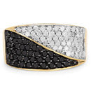 14K Yellow Gold Plated 1.20 Carat Genuine Black Diamond and White Diamond .925 Sterling Silver Ring-6