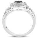 0.19 Carat Genuine Black Diamond and White Diamond .925 Sterling Silver Ring-2
