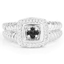 0.19 Carat Genuine Black Diamond and White Diamond .925 Sterling Silver Ring-3