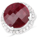 13.10 Carat Dyed Ruby and White Topaz .925 Sterling Silver Ring-1