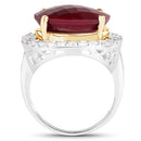 13.10 Carat Dyed Ruby and White Topaz .925 Sterling Silver Ring-2