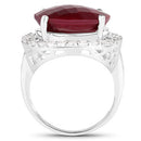 13.10 Carat Dyed Ruby and White Topaz .925 Sterling Silver Ring-2