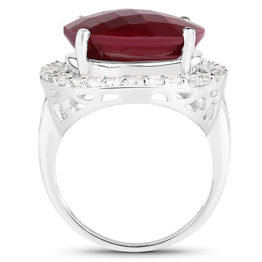 13.10 Carat Dyed Ruby and White Topaz .925 Sterling Silver Ring - 0