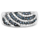 0.62 Carat Genuine Blue Diamond and White Diamond .925 Sterling Silver Ring-6