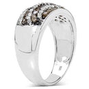 0.64 Carat Genuine Champagne Diamond & White Diamond .925 Sterling Silver Ring-5