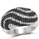 1.26 Carat Genuine Black Diamond and White Diamond .925 Sterling Silver Ring-4