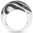 1.26 Carat Genuine Black Diamond and White Diamond .925 Sterling Silver Ring-5