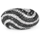 1.26 Carat Genuine Black Diamond and White Diamond .925 Sterling Silver Ring-6