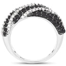 1.25 Carat Genuine Black Diamond & White Diamond .925 Sterling Silver Ring-2