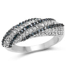 1.25 Carat Genuine Blue Diamond & White Diamond .925 Sterling Silver Ring-4