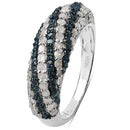 1.25 Carat Genuine Blue Diamond and White Diamond .925 Sterling Silver Ring-5