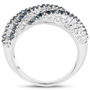 1.25 Carat Genuine Blue Diamond & White Diamond .925 Sterling Silver Ring-5