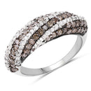 1.25 Carat Genuine Champagne Diamond & White Diamond .925 Sterling Silver Ring-4