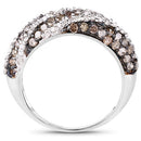1.25 Carat Genuine Champagne Diamond & White Diamond .925 Sterling Silver Ring-5