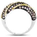 1.25 Carat Genuine Champagne Diamond and Yellow Diamond .925 Sterling Silver Ring-5