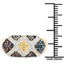 14K Yellow Gold Plated 0.61 Carat Genuine Multi Diamond .925 Sterling Silver Ring-6