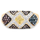 14K Yellow Gold Plated 0.61 Carat Genuine Multi Diamond .925 Sterling Silver Ring-7