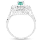 2.16 Carat Genuine Zambian Emerald and White Topaz .925 Sterling Silver Ring-5