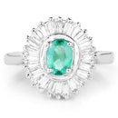 2.16 Carat Genuine Zambian Emerald and White Topaz .925 Sterling Silver Ring-6