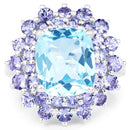 11.22 Carat Genuine Blue Topaz and Tanzanite .925 Sterling Silver Ring-6