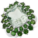 9.89 Carat Genuine Green Amethyst and Chrome Diopside .925 Sterling Silver Ring-5