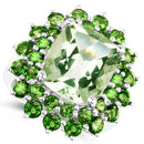 9.89 Carat Genuine Green Amethyst and Chrome Diopside .925 Sterling Silver Ring-6