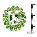 9.89 Carat Genuine Green Amethyst and Chrome Diopside .925 Sterling Silver Ring-7
