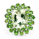 9.89 Carat Genuine Green Amethyst and Chrome Diopside .925 Sterling Silver Ring-8