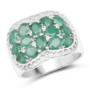 2.20 Carat Genuine Emerald & White Topaz .925 Sterling Silver Ring-5
