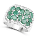 2.20 Carat Genuine Emerald & White Topaz .925 Sterling Silver Ring-6