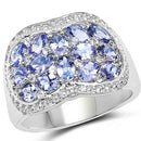 2.62 Carat Genuine Tanzanite and White Topaz .925 Sterling Silver Ring-5