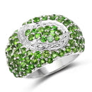 5.18 Carat Genuine Chrome Diopside .925 Sterling Silver Ring-5