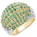 2.16 Carat Genuine Emerald and White Topaz .925 Sterling Silver Ring-1