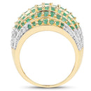 2.16 Carat Genuine Emerald and White Topaz .925 Sterling Silver Ring-2