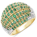 2.16 Carat Genuine Zambian Emerald and White Topaz .925 Sterling Silver Ring-4