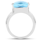7.50 Carat Genuine Swiss Blue Topaz .925 Sterling Silver Ring-5