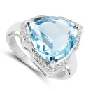 8.30 Carat Genuine Blue Topaz & White Diamond .925 Sterling Silver Ring-5