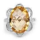 10.42 Carat Genuine Citrine and White Topaz .925 Sterling Silver Ring-6