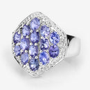 2.41 Carat Genuine Tanzanite and White Topaz .925 Sterling Silver Ring-8