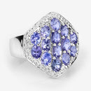 2.41 Carat Genuine Tanzanite and White Topaz .925 Sterling Silver Ring-9