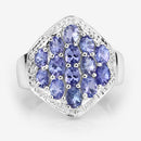 2.41 Carat Genuine Tanzanite and White Topaz .925 Sterling Silver Ring-12