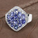 2.41 Carat Genuine Tanzanite and White Topaz .925 Sterling Silver Ring-13