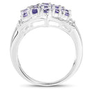 2.41 Carat Genuine Tanzanite and White Topaz .925 Sterling Silver Ring-6