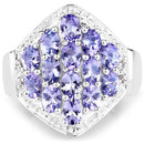 2.41 Carat Genuine Tanzanite and White Topaz .925 Sterling Silver Ring-7