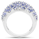 3.01 Carat Genuine Tanzanite and White Diamond .925 Sterling Silver Ring-5