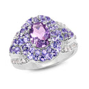 2.88 Carat Genuine Amethyst, Tanzanite & White Topaz .925 Sterling Silver Ring-4