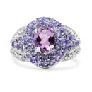 2.88 Carat Genuine Amethyst, Tanzanite & White Topaz .925 Sterling Silver Ring-6