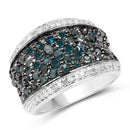 1.38 Carat Genuine Blue Diamond and White Diamond .925 Sterling Silver Ring-5